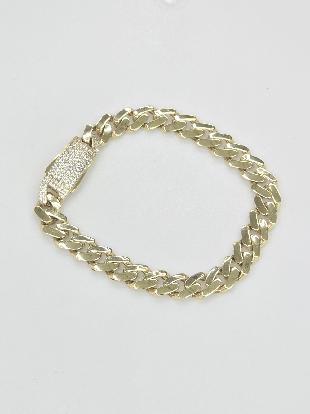10k Real Gold Monaco Style Bracelet 9mm 8 Inch